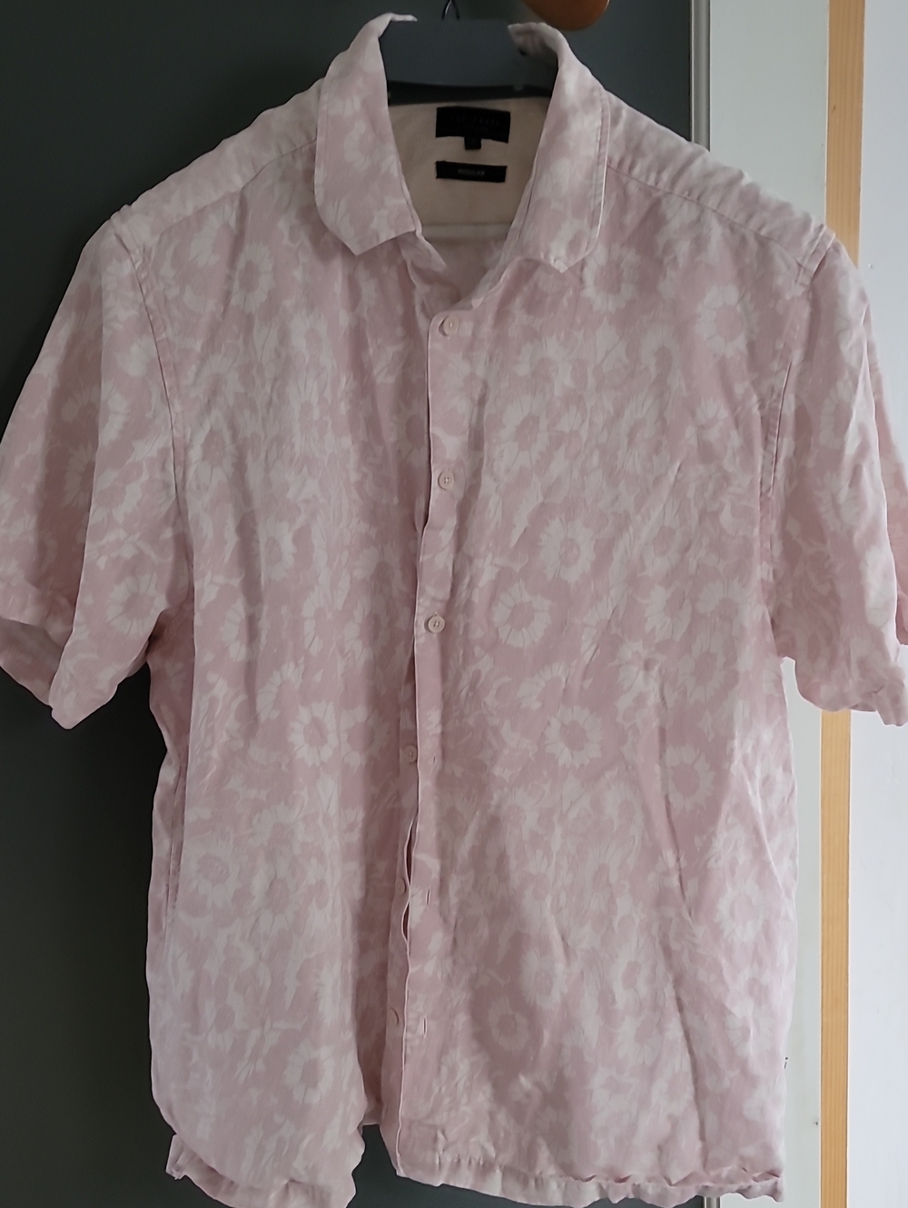 Ted Baker London Pale Pink Short-Sleeve Floral Button-Down Shirt